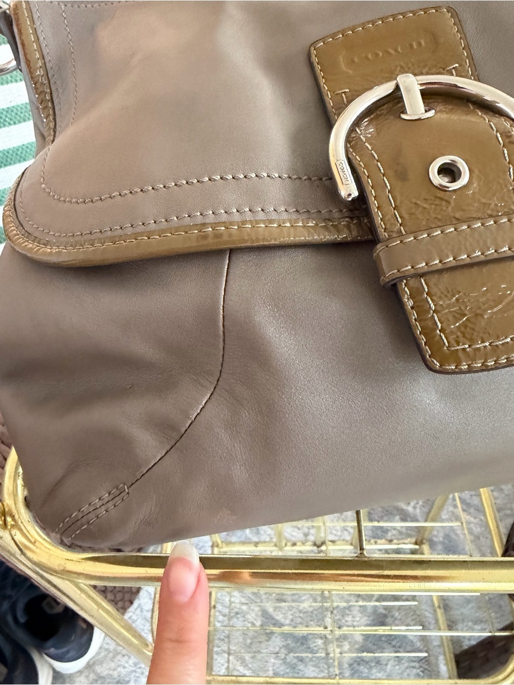 Coach Olive and Tan Leather Shoulder Bag - Picture 8 of 12